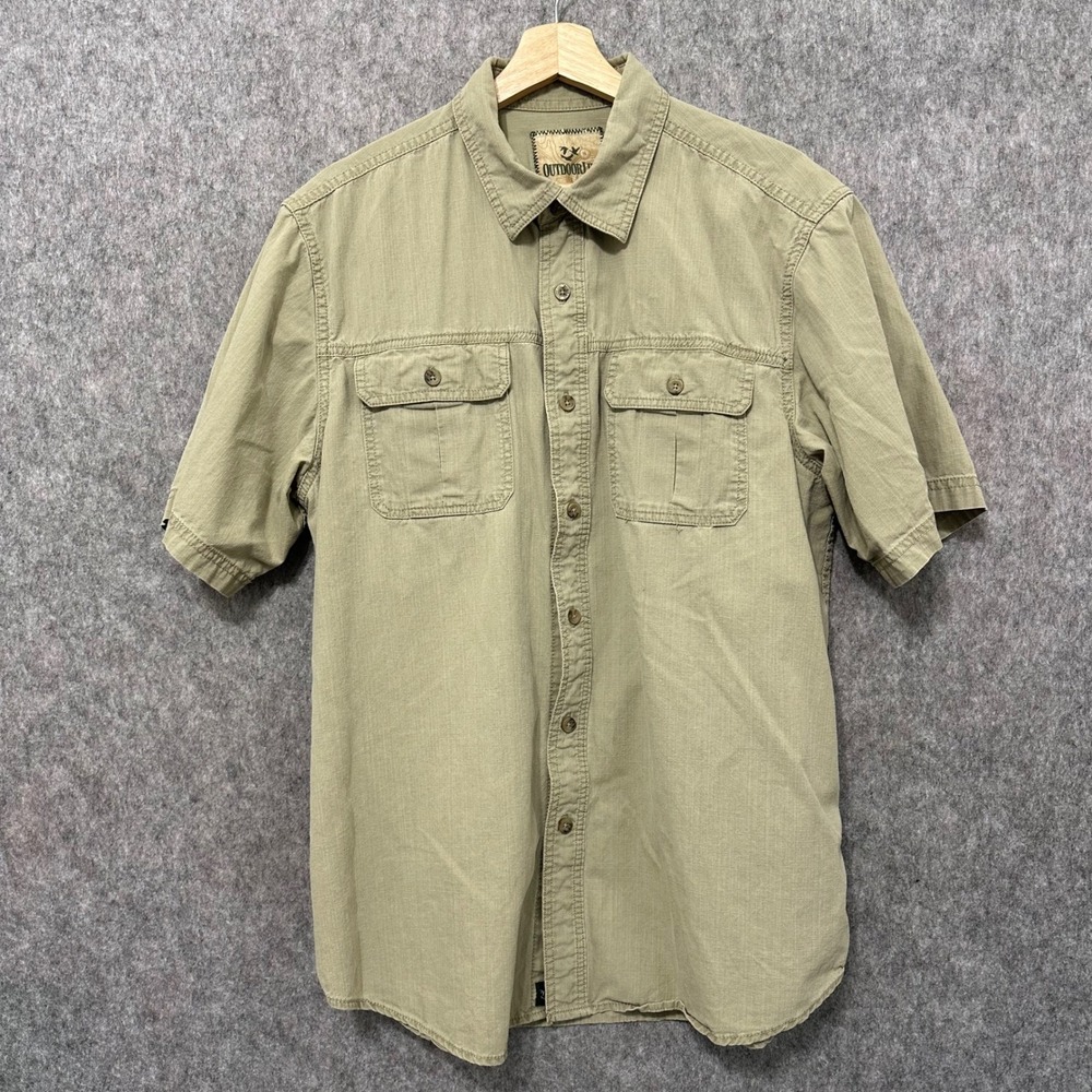 Outdoor Life Mens Short Sleeve Button Up Shirt Khaki Size Large